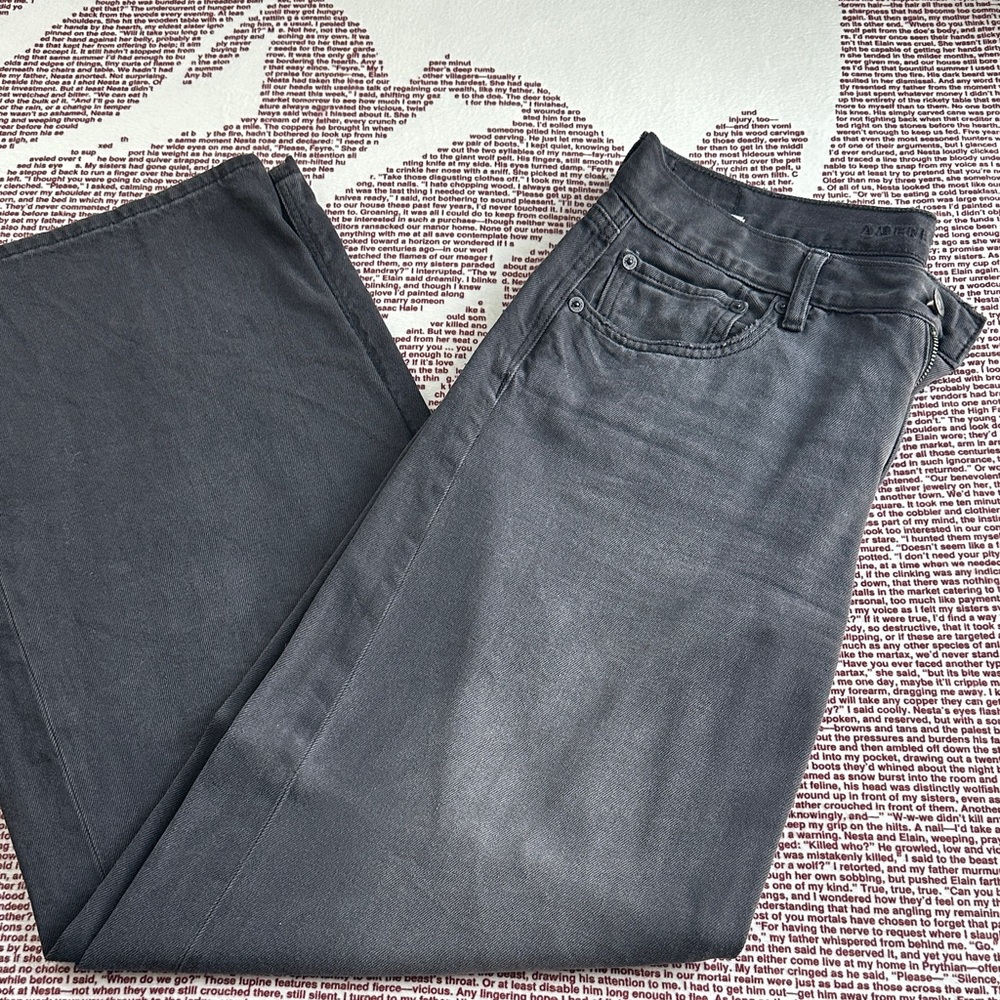 American Eagle Outfitters Women's Wide Leg Jeans — Charcoal Gray